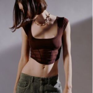 Urban Outfitters Brown Sheer Top